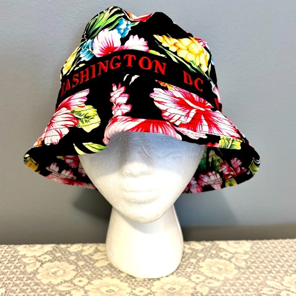 Washington DC Bucket Hat Floral Black | Unisex - Picture 1 of 6